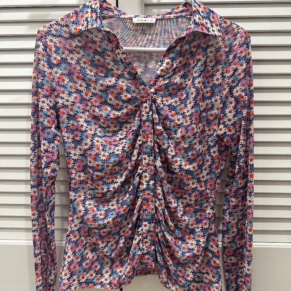 Kori Floral Long Sleeve Button Down (Size small)